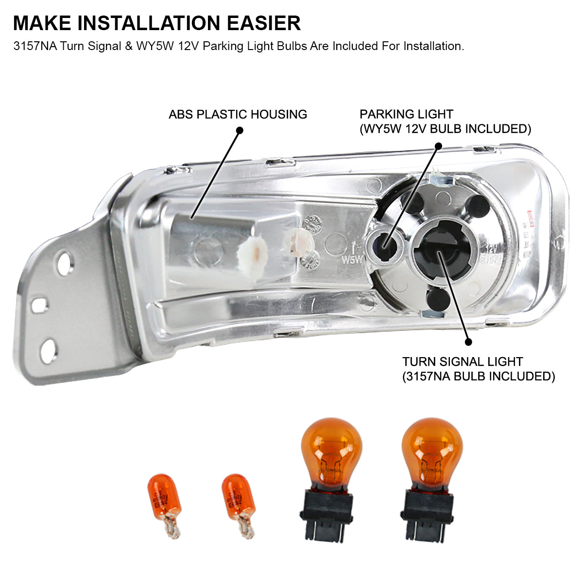 2005-2009 Ford Mustang S197 Factory Style Bumper Lights (Chrome Housing / Clear Lens)