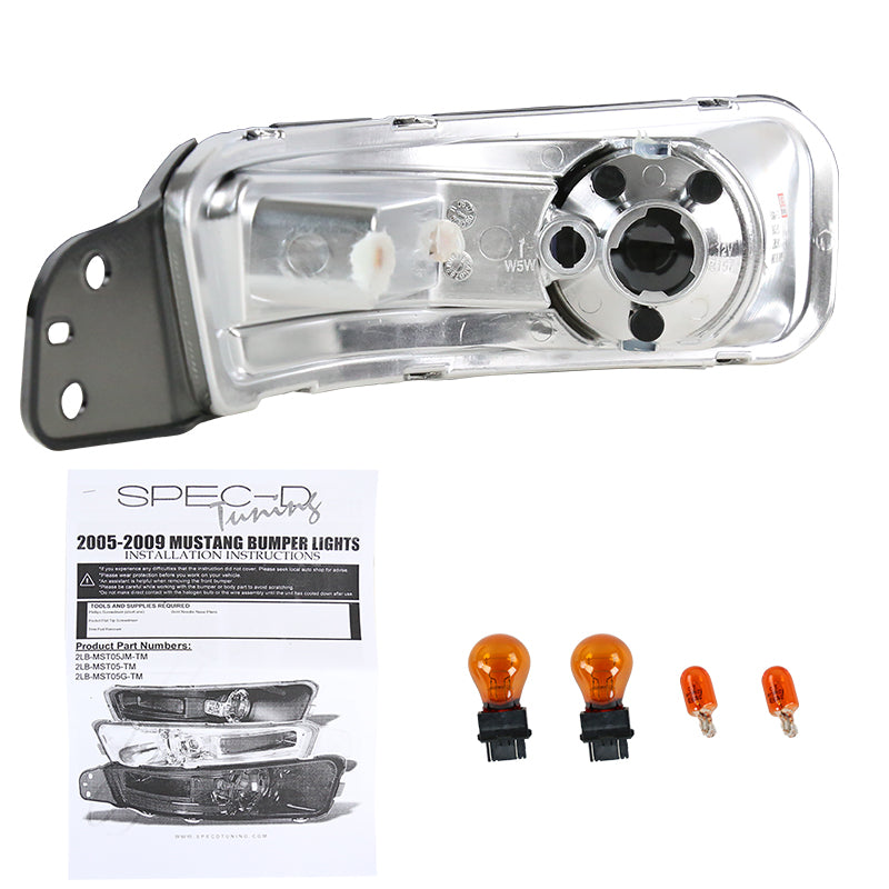2005-2009 Ford Mustang S197 Factory Style Bumper Lights (Chrome Housing / Smoked Lens)