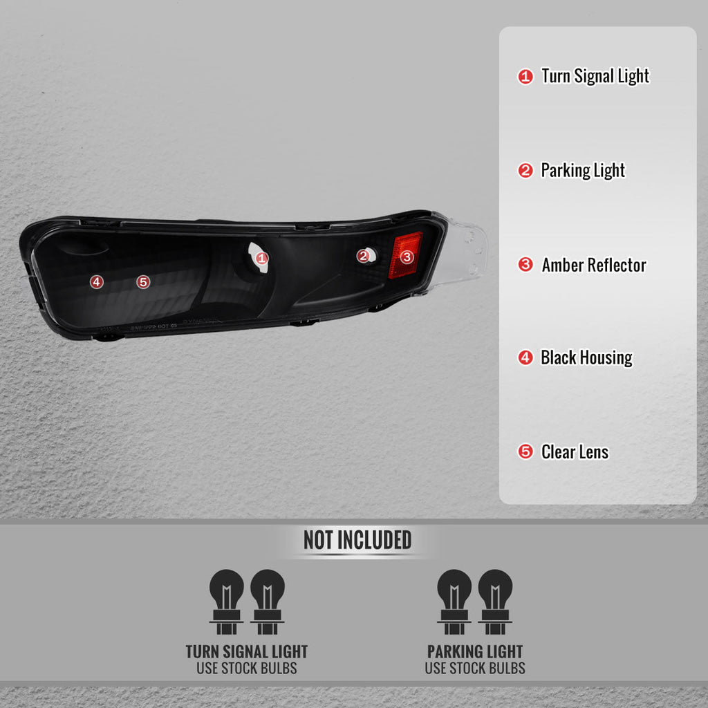 2005-2009 Ford Mustang S197 Turn Signal Parking Lamp (Matte Black Housing / Clear Lens)