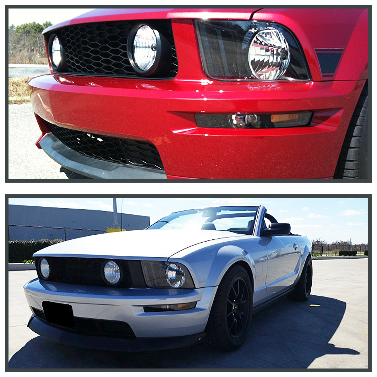 2005-2009 Ford Mustang S197 Factory Style Bumper Lights (Matte Black Housing / Clear Lens)