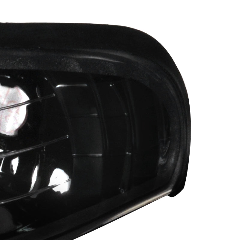 1994-1998 Ford Mustang SN95 Corner Parking Turn Signal Lights w/ Amber Reflector (Matte Black Housing / Clear Lens)