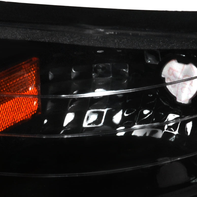 1994-1998 Ford Mustang SN95 Corner Parking Turn Signal Lights w/ Amber Reflector (Matte Black Housing / Clear Lens)