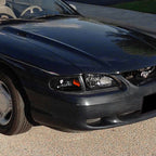 1994-1998 Ford Mustang SN95 Corner Parking Turn Signal Lights w/ Amber Reflector (Matte Black Housing / Clear Lens)