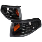 1994-1998 Ford Mustang SN95 Corner Parking Turn Signal Lights w/ Amber Reflector (Matte Black Housing / Clear Lens)