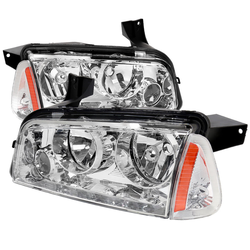 2006-2010 Dodge Charger LX Factory Style Headlights w/ Corner Lights (Chrome Housing / Clear Lens)