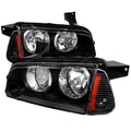 2006-2010 Dodge Charger LX Factory Style Headlights w/ Corner Lights (Matte Black Housing / Clear Lens)