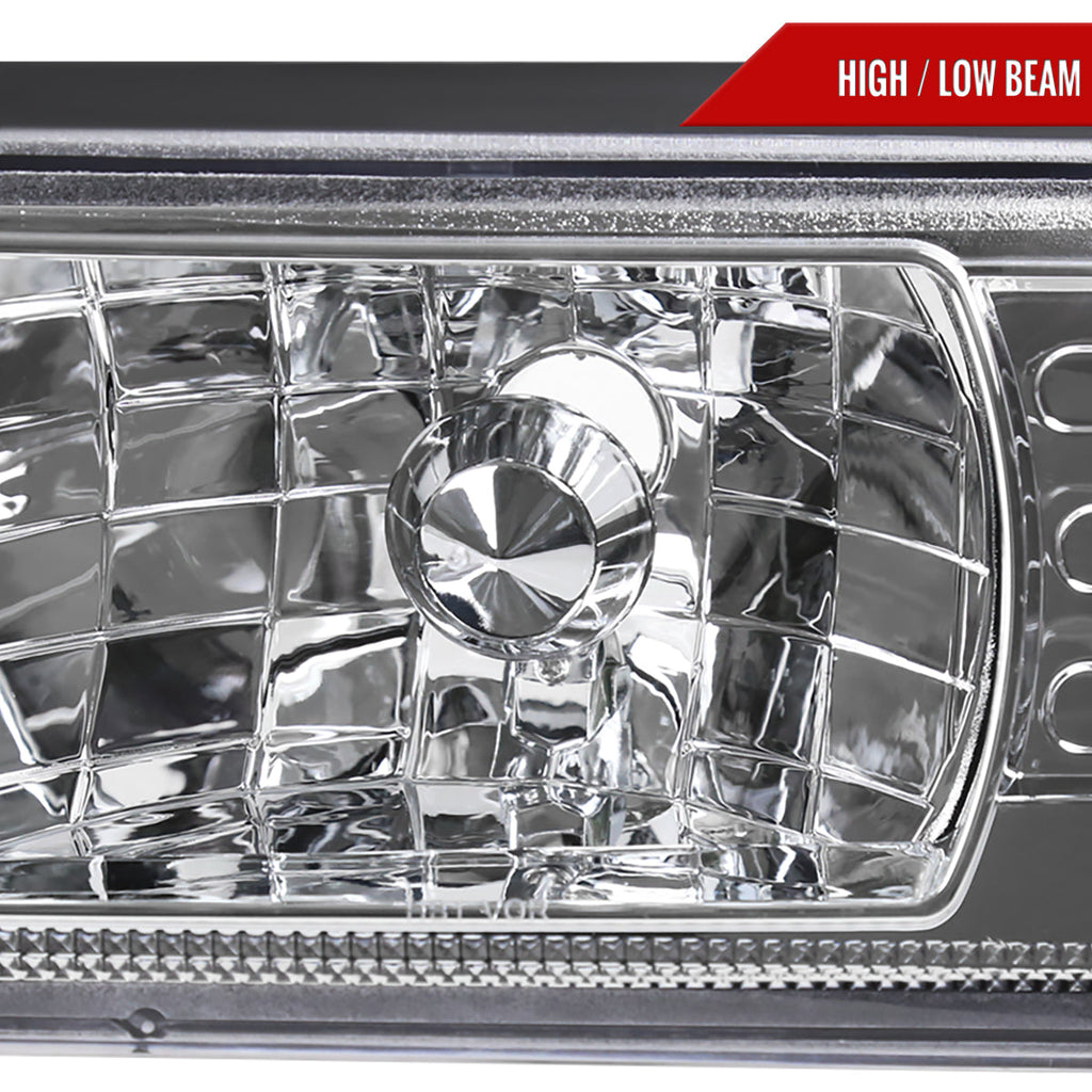 1987-1993 Ford Mustang Fox Body Crystal Headlights (Chrome Housing / Clear Lens)