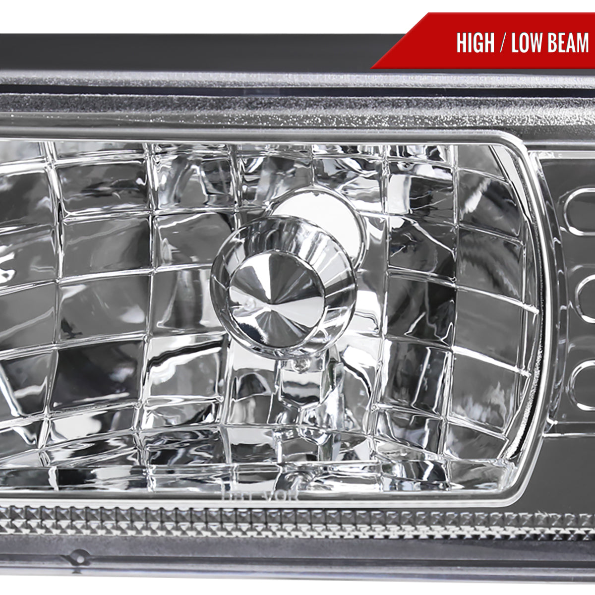 1987-1993 Ford Mustang Fox Body Crystal Headlights (Chrome Housing / Clear Lens)