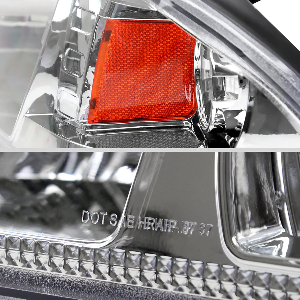 1987-1993 Ford Mustang Fox Body Crystal Headlights (Chrome Housing / Clear Lens)