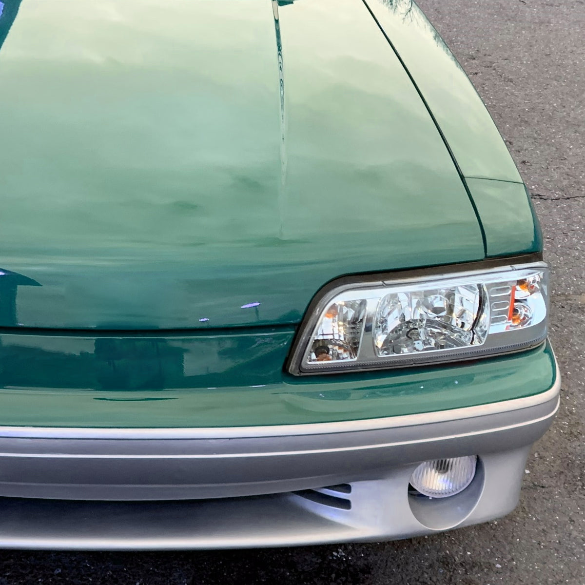1987-1993 Ford Mustang Fox Body Crystal Headlights (Chrome Housing / Clear Lens)