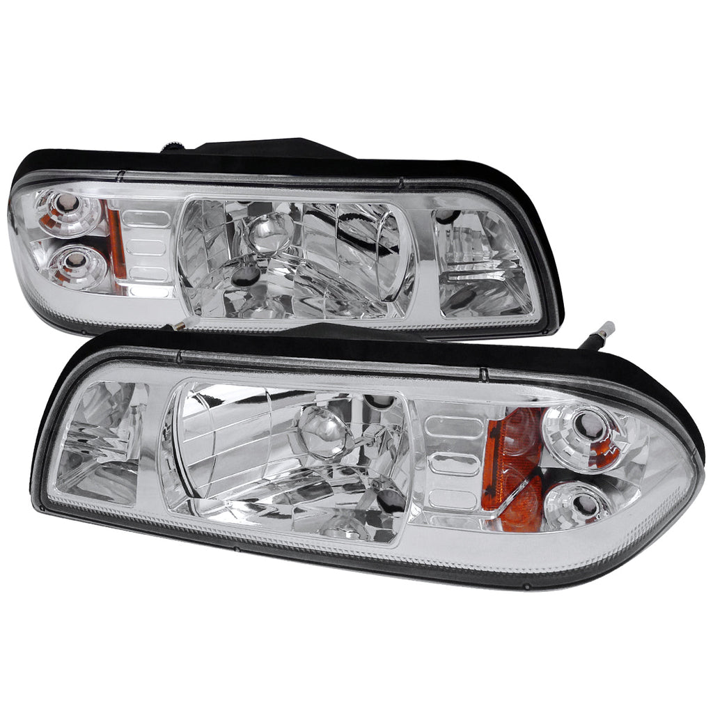 1987-1993 Ford Mustang Fox Body Crystal Headlights (Chrome Housing / Clear Lens)