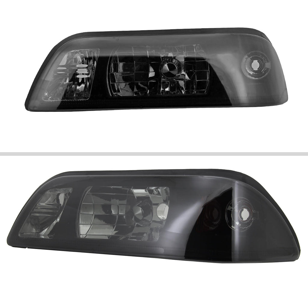 1987-1993 Ford Mustang Fox Body Crystal Headlights (Chrome Housing / Smoked Lens)