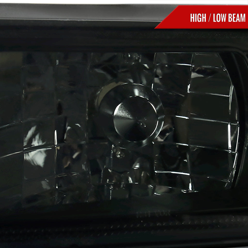 1987-1993 Ford Mustang Fox Body Crystal Headlights (Chrome Housing / Smoked Lens)