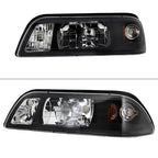 1987-1993 Ford Mustang Fox Body Factory Style Crystal Headlights (Matte Black Housing / Clear Lens)
