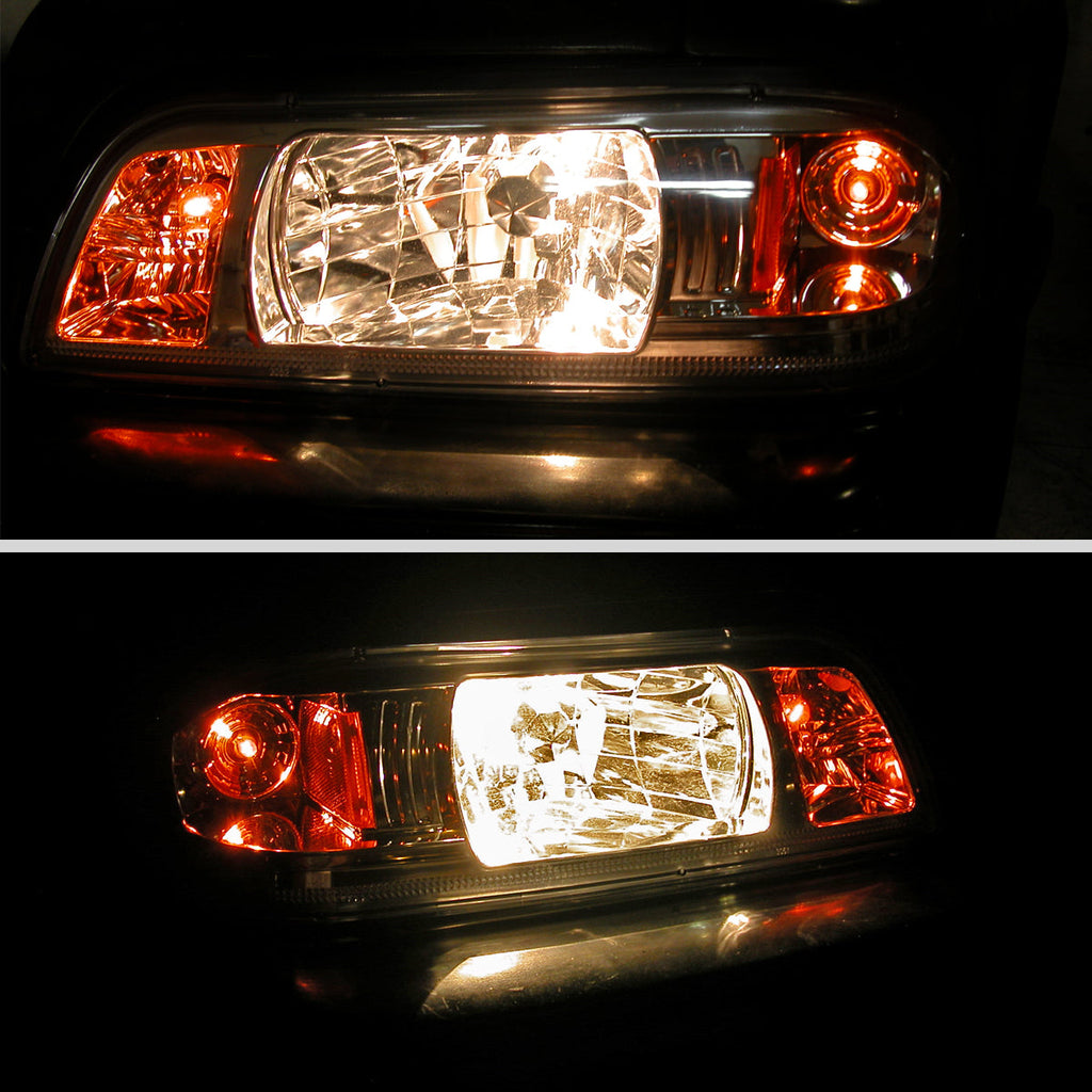 1987-1993 Ford Mustang Fox Body Factory Style Crystal Headlights (Matte Black Housing / Clear Lens)