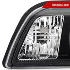 1987-1993 Ford Mustang Fox Body Factory Style Crystal Headlights (Matte Black Housing / Clear Lens)
