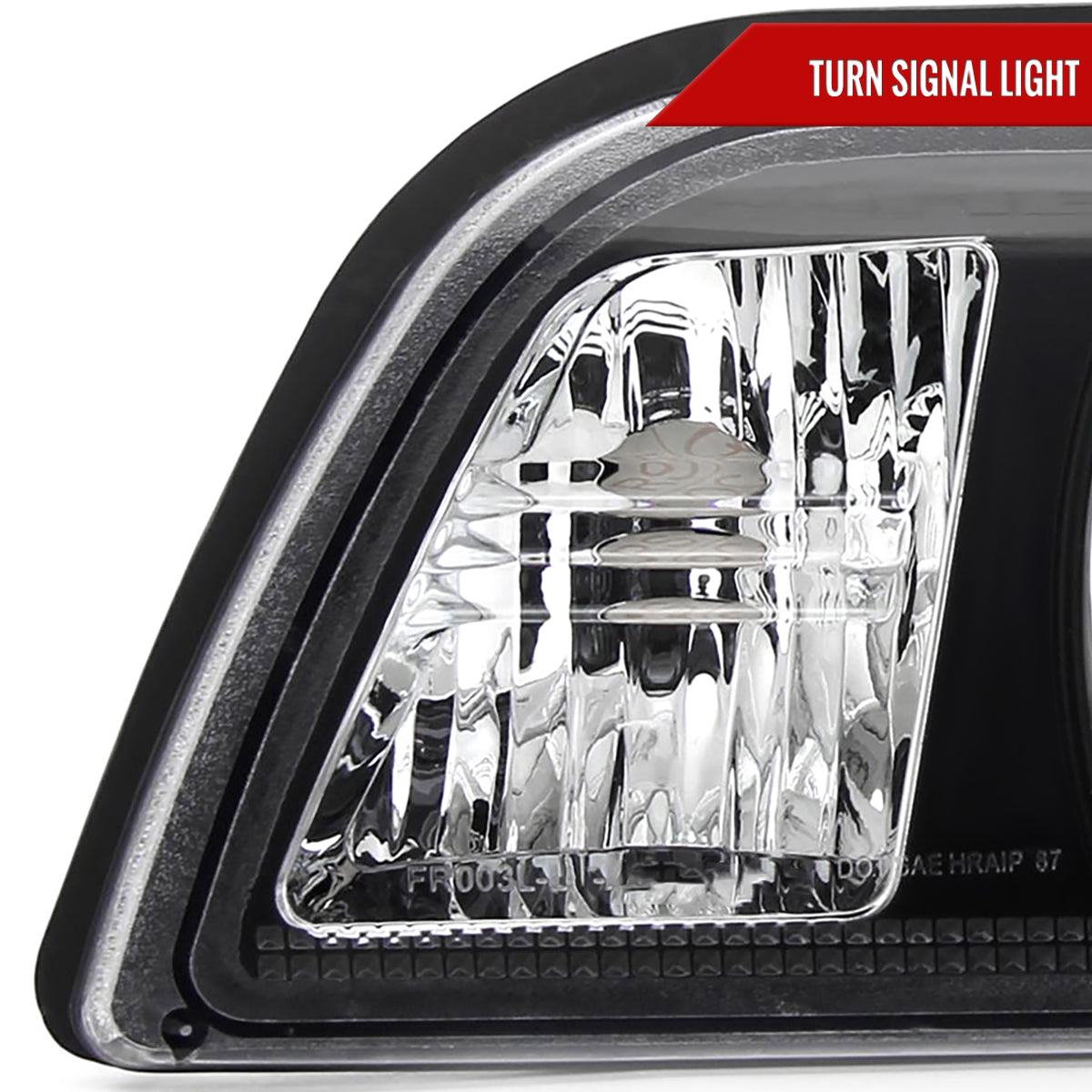 1987-1993 Ford Mustang Fox Body Factory Style Crystal Headlights (Matte Black Housing / Clear Lens)
