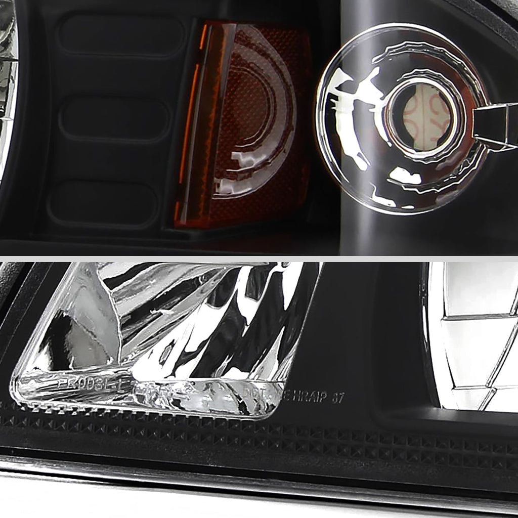 1987-1993 Ford Mustang Fox Body Factory Style Crystal Headlights (Matte Black Housing / Clear Lens)