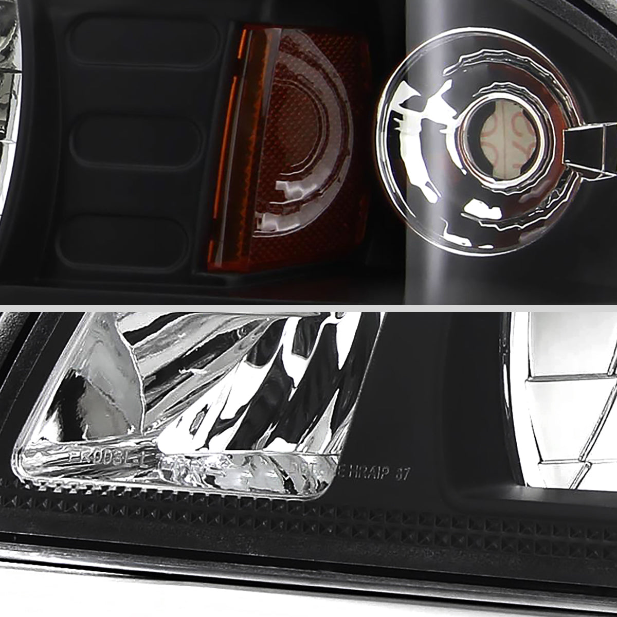 1987-1993 Ford Mustang Fox Body Factory Style Crystal Headlights (Matte Black Housing / Clear Lens)