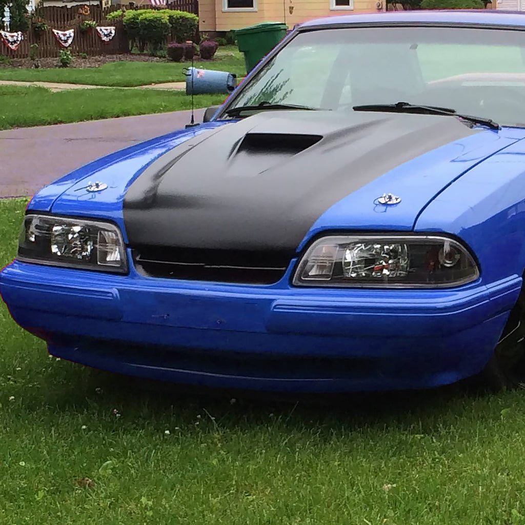 1987-1993 Ford Mustang Fox Body Factory Style Crystal Headlights (Matte Black Housing / Clear Lens)
