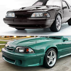 1987-1993 Ford Mustang Fox Body Factory Style Crystal Headlights (Matte Black Housing / Clear Lens)