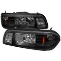1987-1993 Ford Mustang Fox Body Factory Style Crystal Headlights (Matte Black Housing / Clear Lens)