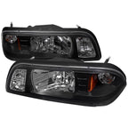 1987-1993 Ford Mustang Fox Body Factory Style Crystal Headlights (Matte Black Housing / Clear Lens)