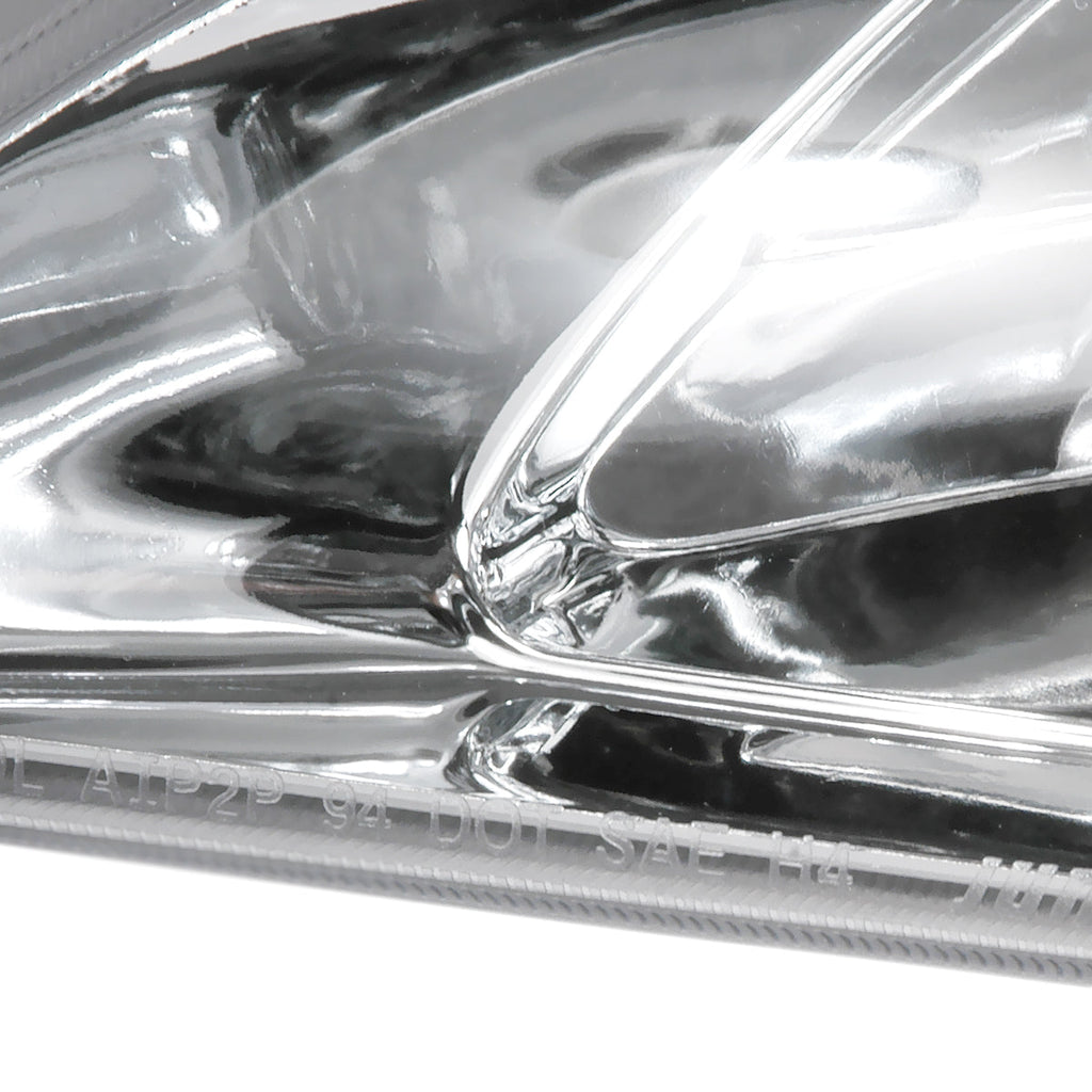 1994-1998 Ford Mustang SN95 1PC Crystal Headlights w/ Amber Reflectors (Chrome Housing / Clear Lens)