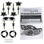1994-1998 Ford Mustang SN95 1PC Crystal Headlights w/ Amber Reflectors (Chrome Housing / Clear Lens)