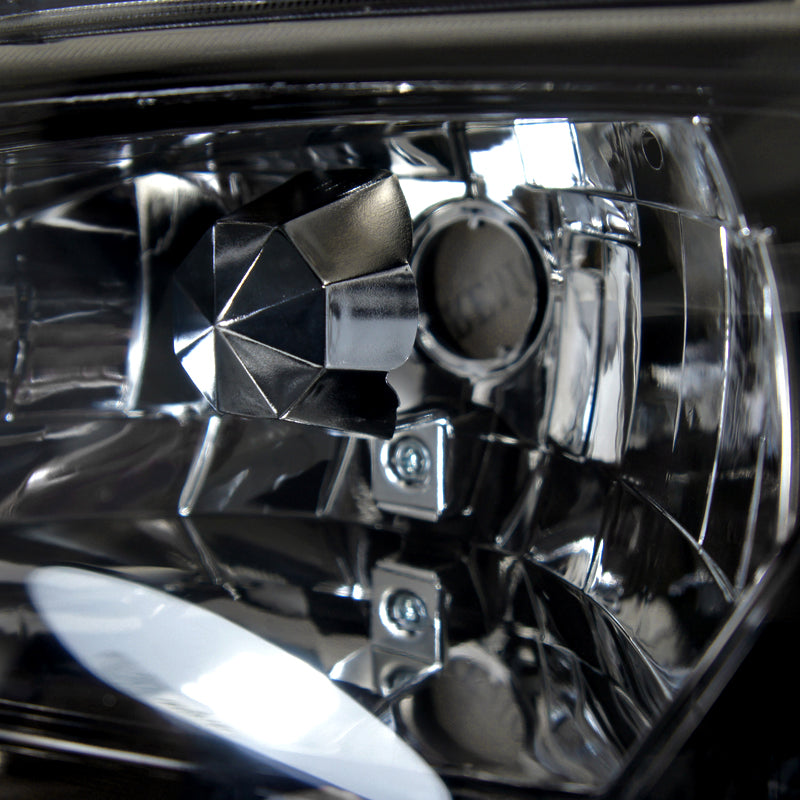 1994-1998 Ford Mustang SN95 1PC Crystal Headlights w/ Amber Reflectors (Chrome Housing / Smoked Lens)