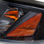 1994-1998 Ford Mustang SN95 1PC Crystal Headlights w/ Amber Reflectors (Chrome Housing / Smoked Lens)