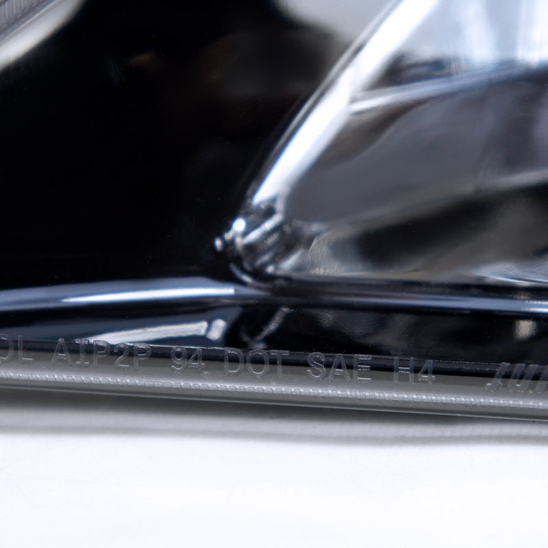 1994-1998 Ford Mustang SN95 1PC Crystal Headlights w/ Amber Reflectors (Chrome Housing / Smoked Lens)
