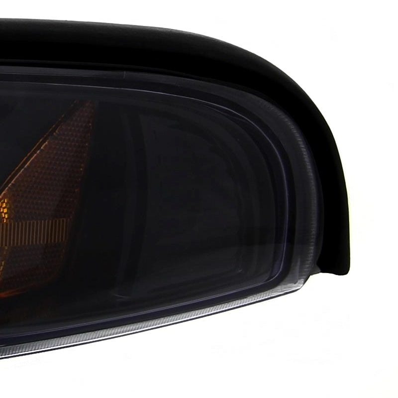 1994-1998 Ford Mustang SN95 1PC Crystal Headlights w/ Amber Reflectors (Chrome Housing / Smoked Lens)