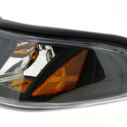1994-1998 Ford Mustang SN95 1PC Crystal Headlights w/ Amber Reflectors (Matte Black Housing / Clear Lens)