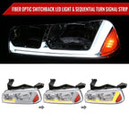 2006-2010 Dodge Charger LX Switchback Sequential LED Bar Factory Style Headlights (Chrome Housing / Clear Lens)