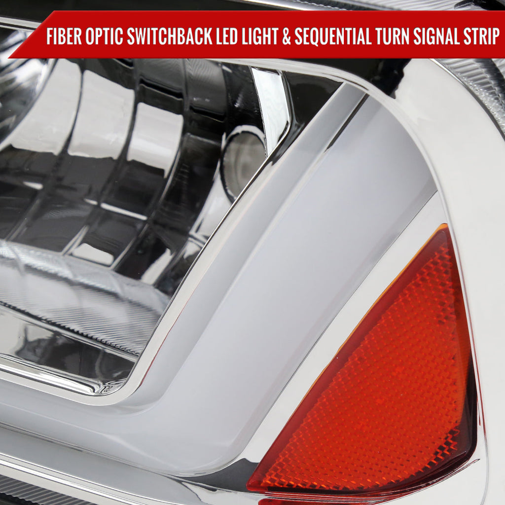 2006-2010 Dodge Charger LX Switchback Sequential LED Bar Factory Style Headlights (Chrome Housing / Clear Lens)