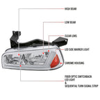 2006-2010 Dodge Charger LX Switchback Sequential LED Bar Factory Style Headlights (Chrome Housing / Clear Lens)