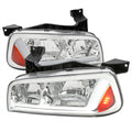 2006-2010 Dodge Charger LX Switchback Sequential LED Bar Factory Style Headlights (Chrome Housing / Clear Lens)