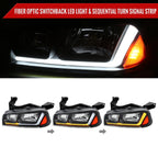 2006-2010 Dodge Charger LX Switchback Sequential LED Bar Factory Style Headlights (Matte Black Housing / Clear Lens)
