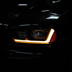 2006-2010 Dodge Charger LX Switchback Sequential LED Bar Factory Style Headlights (Matte Black Housing / Clear Lens)