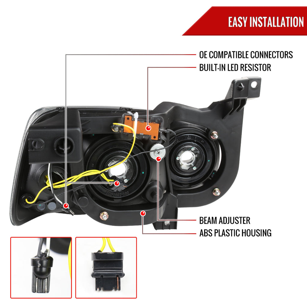 2006-2010 Dodge Charger LX Switchback Sequential LED Bar Factory Style Headlights (Matte Black Housing / Clear Lens)