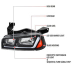 2006-2010 Dodge Charger LX Switchback Sequential LED Bar Factory Style Headlights (Matte Black Housing / Clear Lens)