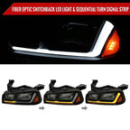 2006-2010 Dodge Charger LX Switchback Sequential LED Bar Factory Style Headlights (Matte Black Housing / Smoked Lens)