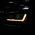 2006-2010 Dodge Charger LX Switchback Sequential LED Bar Factory Style Headlights (Matte Black Housing / Smoked Lens)