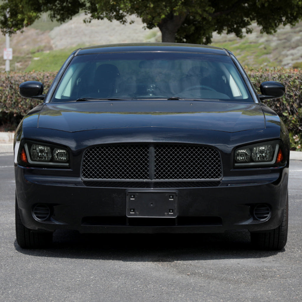 2006-2010 Dodge Charger LX Switchback Sequential LED Bar Factory Style Headlights (Matte Black Housing / Smoked Lens)