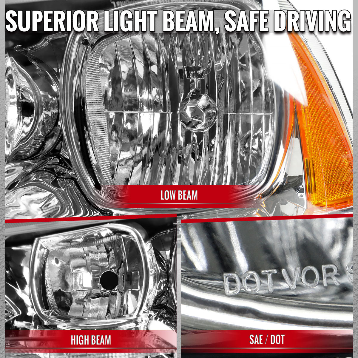 2011-2014 Dodge Charger LD Factory Style Halogen Headlights (Chrome Housing / Clear Lens)