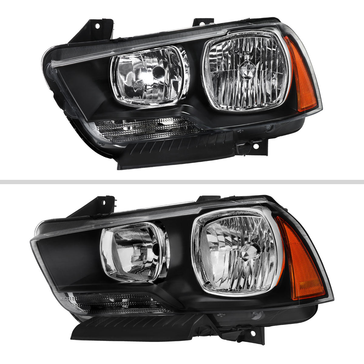 2011-2014 Dodge Charger LD Factory Style Halogen Headlights (Matte Black Housing / Clear Lens)