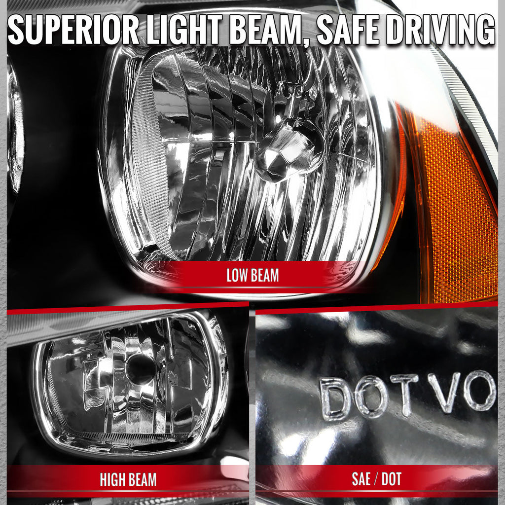 2011-2014 Dodge Charger LD Factory Style Halogen Headlights (Matte Black Housing / Clear Lens)