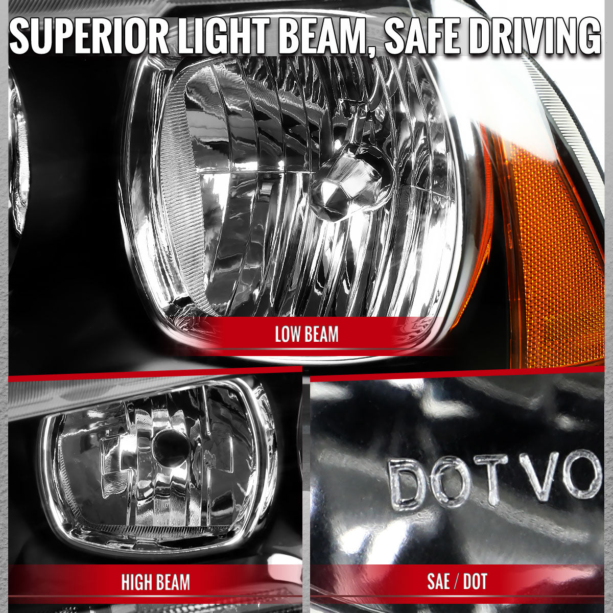 2011-2014 Dodge Charger LD Factory Style Halogen Headlights (Matte Black Housing / Clear Lens)