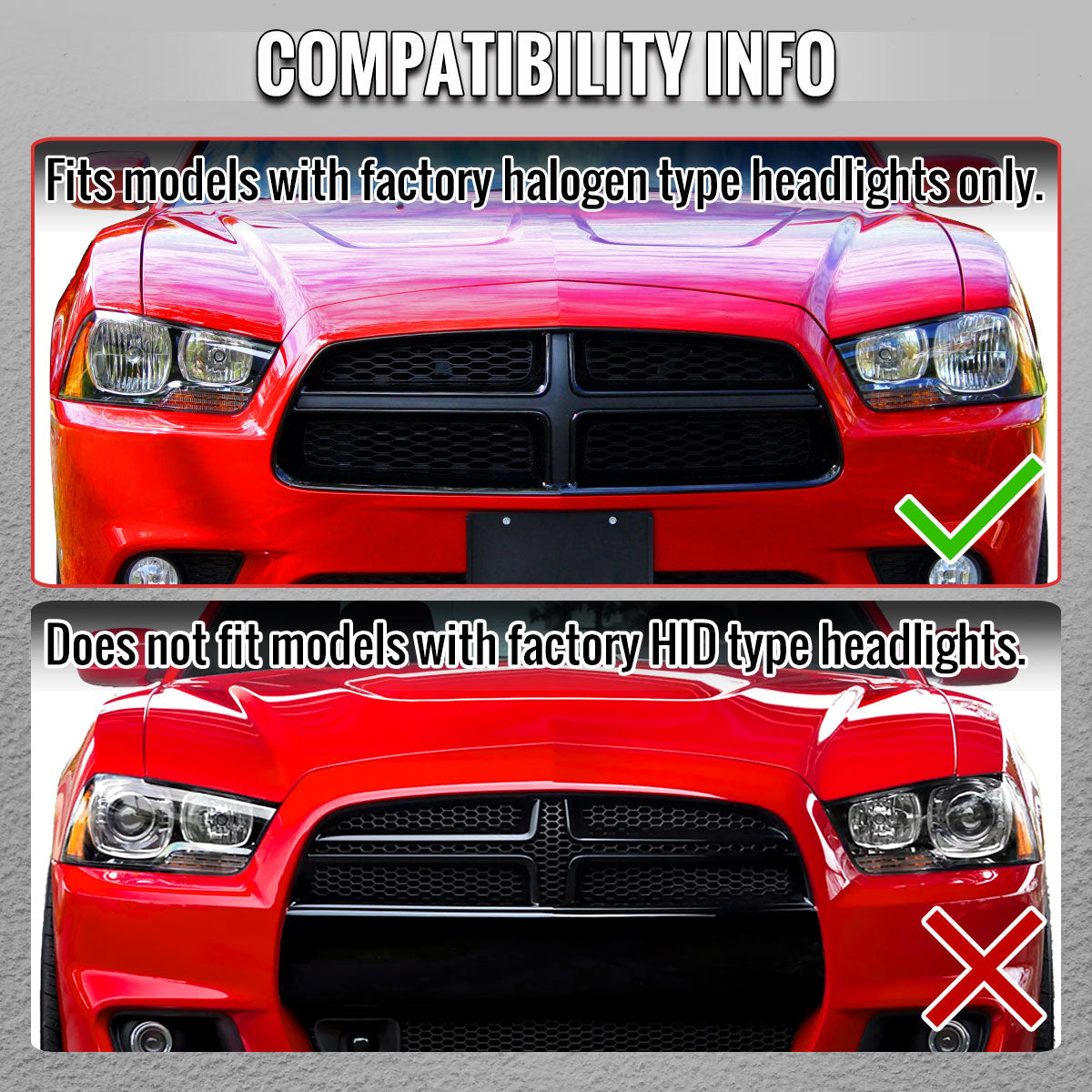 2011-2014 Dodge Charger LD Factory Style Halogen Headlights (Matte Black Housing / Clear Lens)